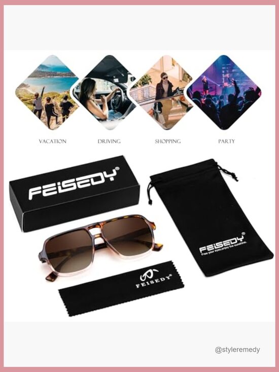 Retro Square Aviator Sunglasses Plastic Frame UV400 Protection main image 7